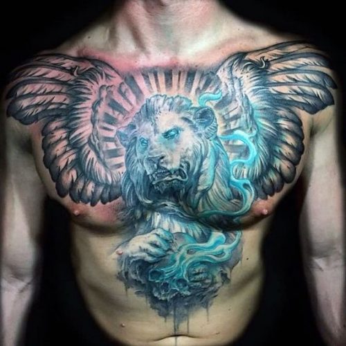 Roar with Confidence: 20 Lion Tattoo on Chest Design Ideas