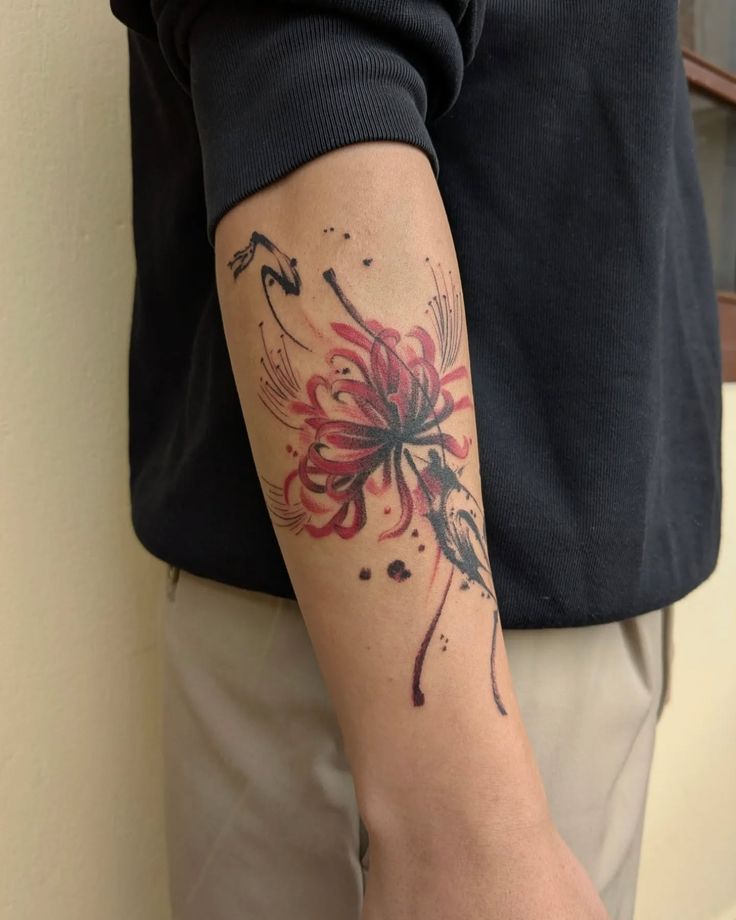Spider Lily Tattoo 30 Ideas with Traditional Japanese Design, Arm Sleeve, Abstract Meaning