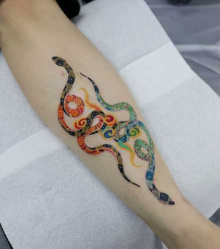 25 Ideas Embracing Color in Snake Tattoo Designs
