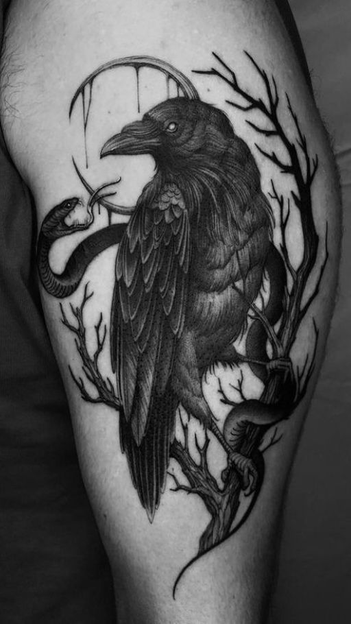 28 Unique Crow Tattoo Ideas Blackwork, Traditional, Flying, Viking, Sleeve, and Minimalist Designs