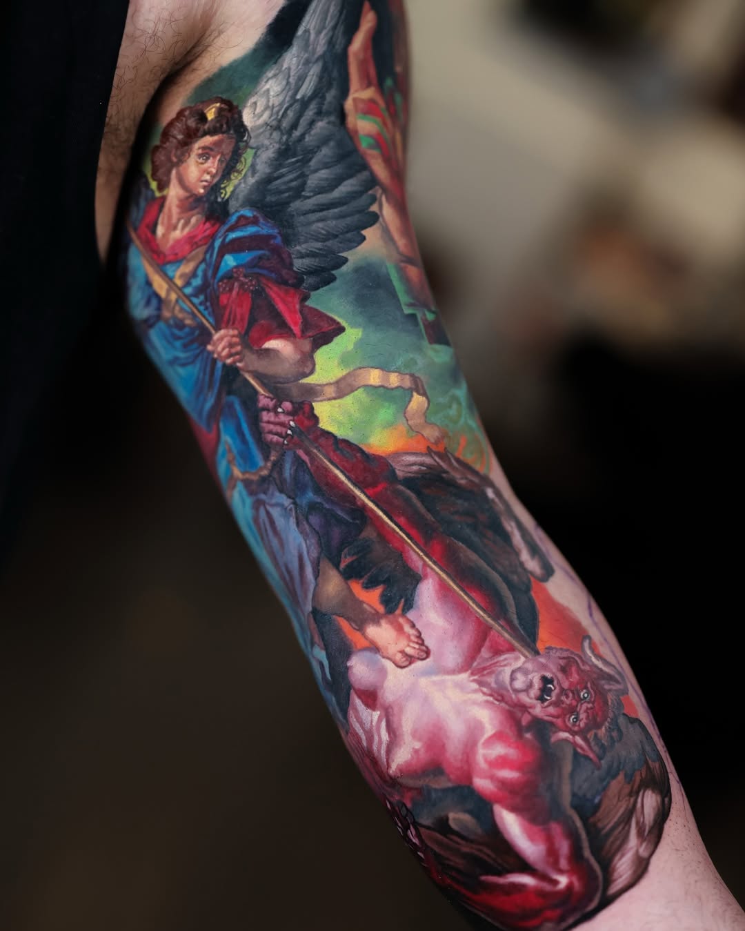 29 Powerful St Michael Tattoo Designs for Men and Women   Forearm, Sleeve, Geometric, Traditional