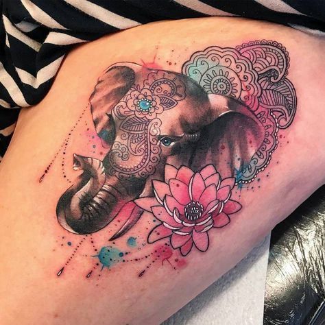 19 Elephant Tattoo Ideas with Flowers