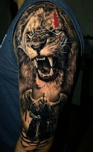 Lion Tattoo Sleeve: 18 Captivating Full Arm Designs