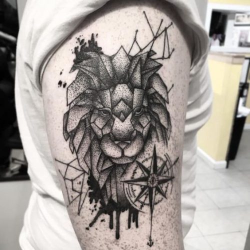 27 Geometric Lion Tattoo: Striking Designs with Angular Elements