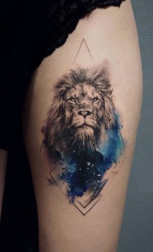 Vibrant and Striking: 19 Lion Tattoo with Color Ideas