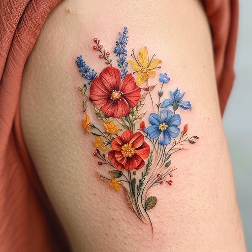 Discover 24 Stunning Flower Bouquet Tattoo Ideas: Delicate, Colorful, and Minimalist Designs