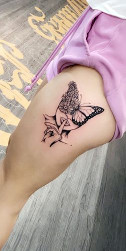 Stunning Butterfly Tattoo Thigh Designs for Women & Men – Ideas from Simple to Large