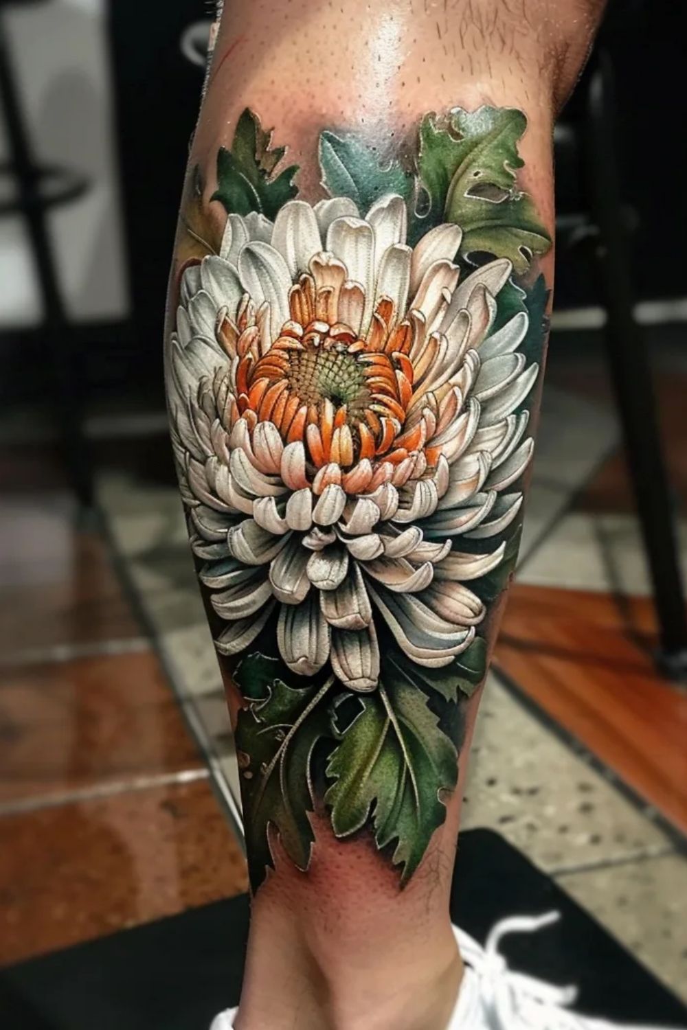 27 November Birth Flower Tattoo Ideas Featuring Chrysanthemums, Peony, Fine Line Designs