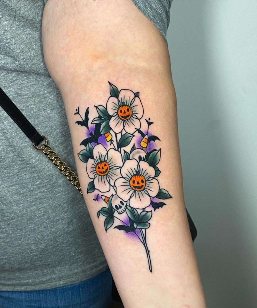 Halloween Tattoo 27 Ideas with Flash Art, Fine Line, Sleeve Designs and Glitter Concepts