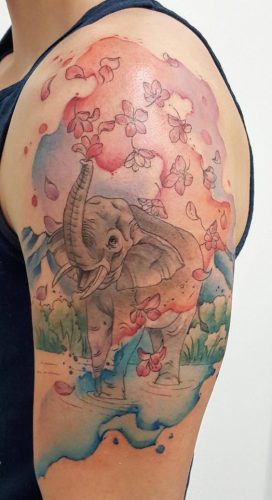 19 Elephant Tattoo Ideas with Flowers