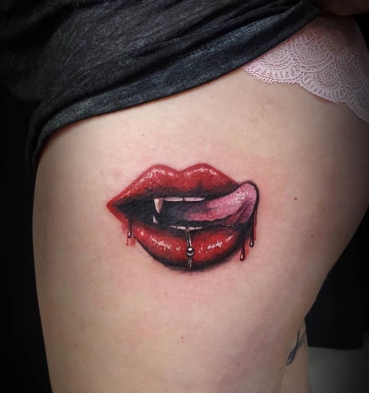 29 Lip Tattoo Ideas With Kiss Prints, Vampire Designs, Color Ideas, Shading, Placement Tips