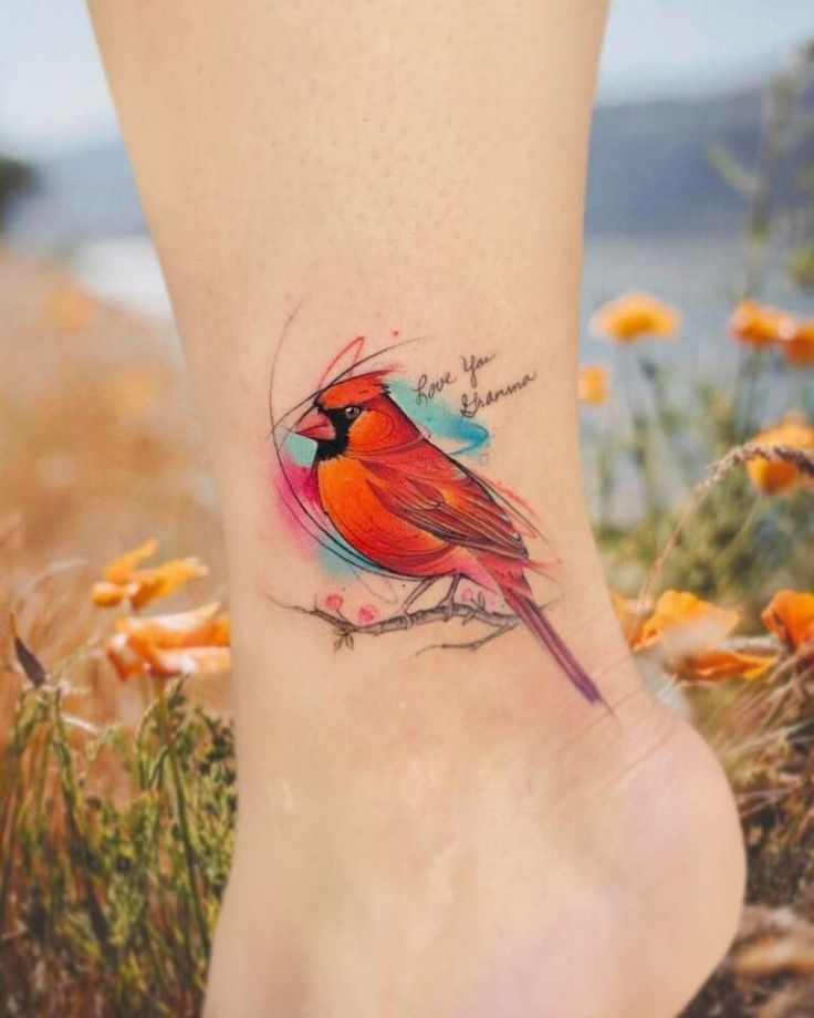 28 Cardinal Tattoo Ideas for Women and Men: Memorial, Fine Line, Stencil Outline, Small Flying