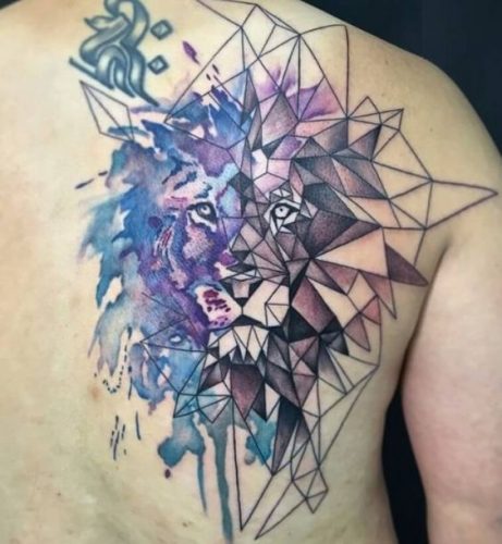 27 Geometric Lion Tattoo: Striking Designs with Angular Elements