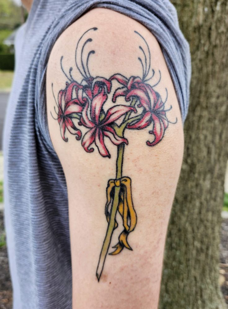 Spider Lily Tattoo 30 Ideas with Traditional Japanese Design, Arm Sleeve, Abstract Meaning