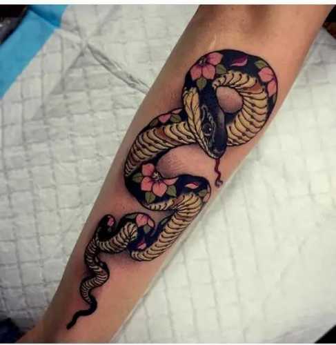 29 Snake and Flower Tattoos Ideas