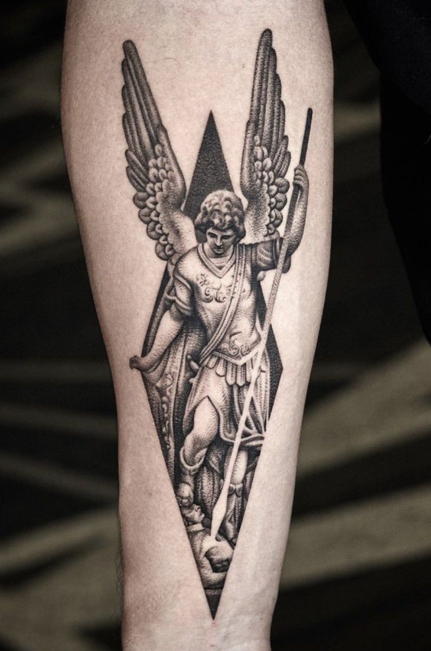 28 Archangel Michael Tattoo Designs for Men and Women   Realism, Sleeve, and Geometric Ideas