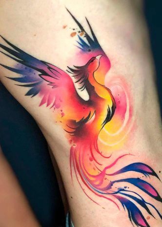 27 Majestic Phoenix Color Tattoo Designs
