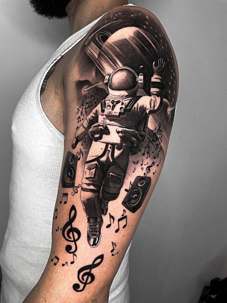 Astronaut Tattoo Ideas for Men and Women Minimalist, Stencil Outline, and Cosmic Designs