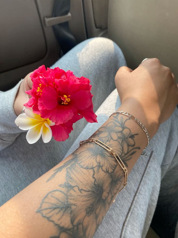 Hibiscus 27 Tattoo Ideas with Sleeve, Shoulder, Arm, Thigh &#038; Back Designs
