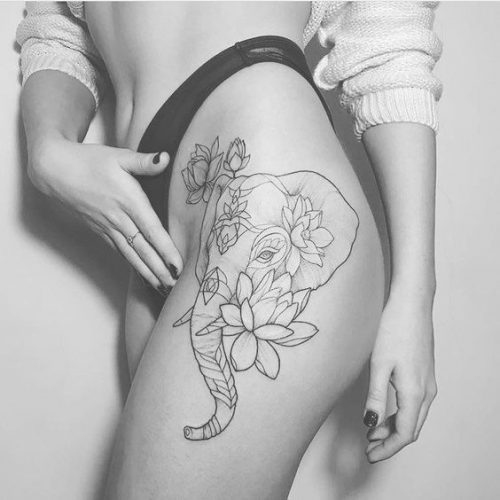 20 Elephant Tattoos on the Hip Ideas