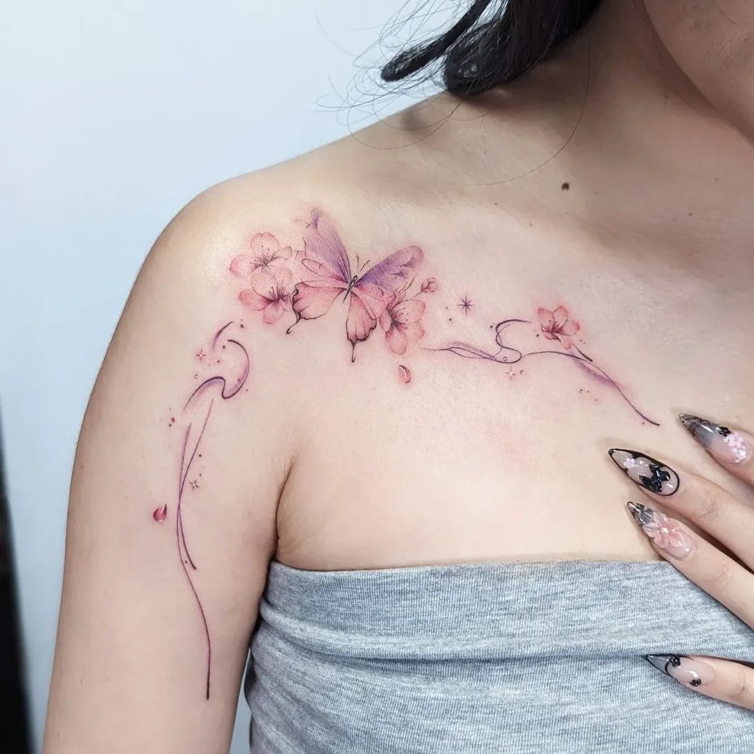 27 Collarbone Tattoo Ideas With Minimalist, Floral, Color, and Fine Line Designs
