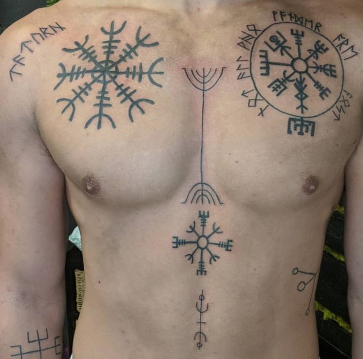 25 Viking Tattoo Ideas with Norse Mythology Symbols, Sleeve and Chest Designs