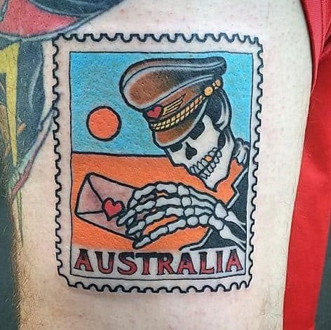 30 Unique Stamp Tattoo Ideas with Travel, Floral, Vintage, Fine Line, and Matching Postage Designs