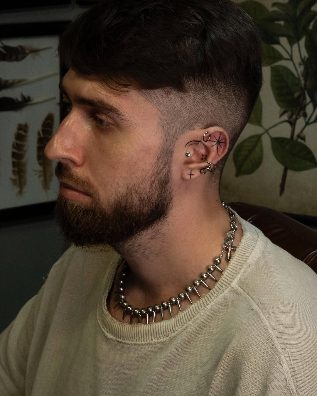 28 Ear Tattoo Ideas for Women and Men with Piercings Inner, Behind, Side, Fine Line, Flowers, Mandala, Moon, Rose, Cross, Stars, Spider Web