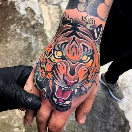 25 Tiger Tattoo on Hand Ideas