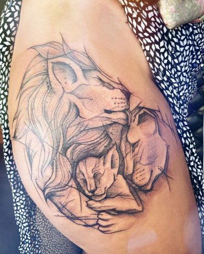 19 Lion Tattoo with Cubs: Celebrate Family and Love