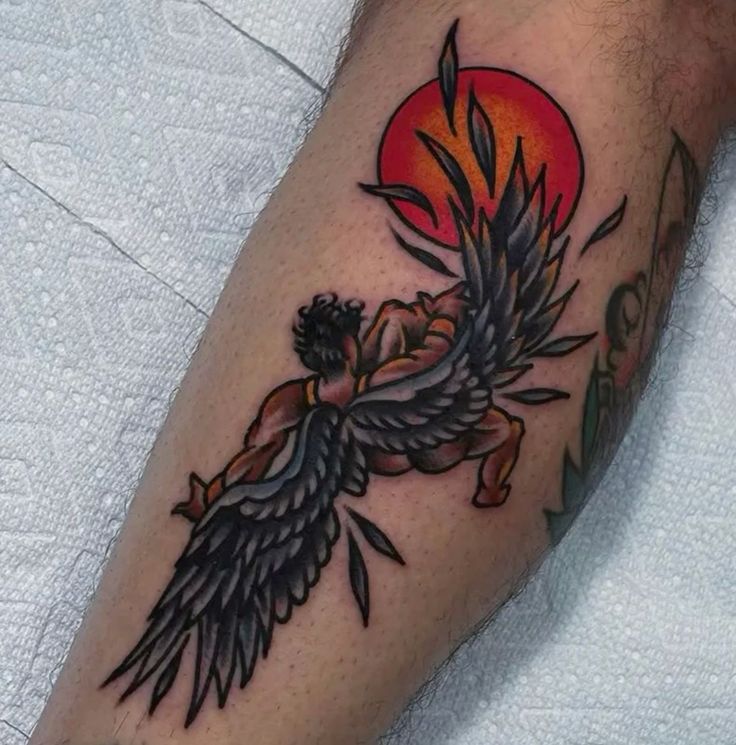 27 Powerful Icarus Tattoo Ideas for : From Bold Falls to Mythic Flight in Realism, Color, Line Art