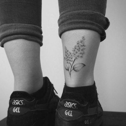 Elegant Lilac Tattoo Black and White 15 Ideas for : Embrace Minimalist Floral Art