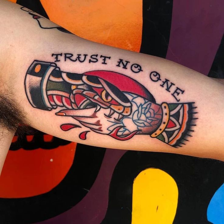 25 Trust No One Tattoo Designs with Lettering, Fonts, Ideas for Men and Women
