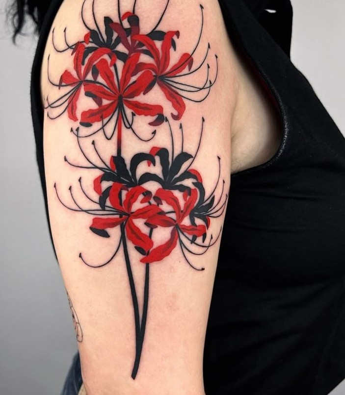 Spider Lily Tattoo 30 Ideas with Traditional Japanese Design, Arm Sleeve, Abstract Meaning