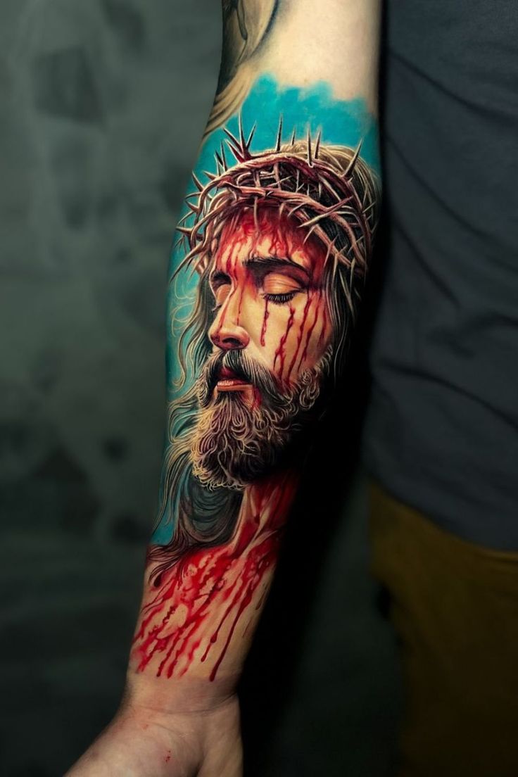 25 Jesus Tattoo Ideas : Sacred Heart, Virgin Mary, Fine Line, Sleeve for Women, Back, Forearm
