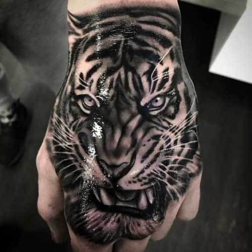 25 Tiger Tattoo on Hand Ideas