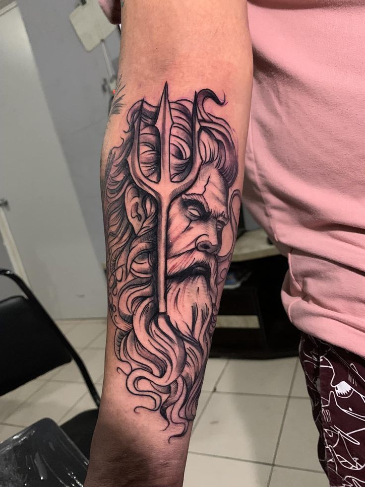 Poseidon Tattoo 26 Ideas : Powerful Greek Mythology Designs for Men Featuring Sleeve