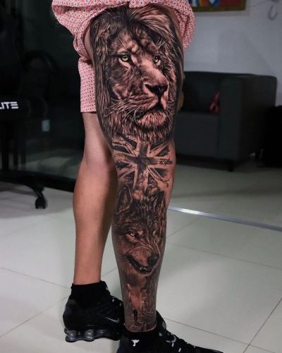 Leg Lion Tattoo: 22 Dynamic Designs for a Daring Look