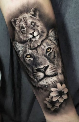 19 Lion Tattoo with Cubs: Celebrate Family and Love