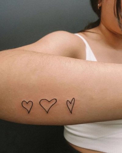 18 Three Hearts Tattoo Ideas for