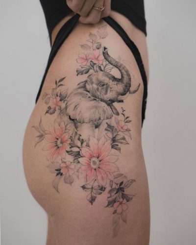20 Elephant Tattoos on the Hip Ideas