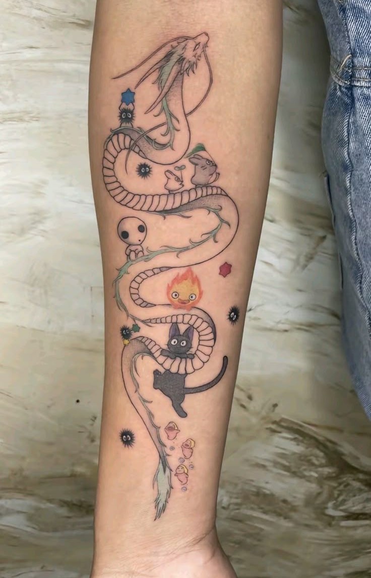 25 Studio Ghibli Tattoo Ideas Minimalist Totoro, Spirited Away Sleeve, Howl s Moving Castle Designs