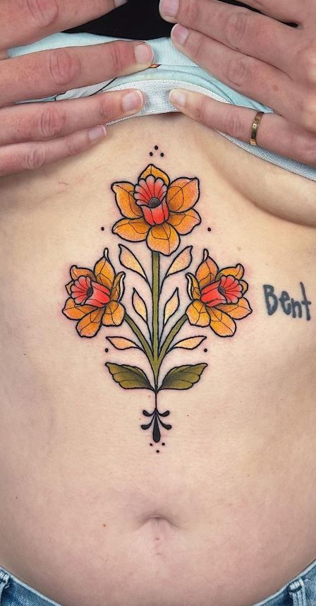 30 Daffodil Tattoo Ideas : Fine Line, Traditional with Name, Birth Flower &#038; Neotraditional Design