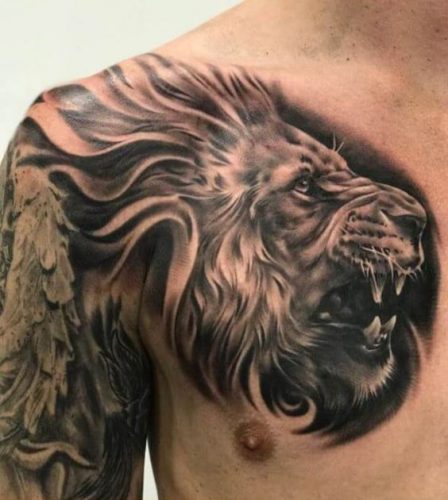 Roar with Confidence: 20 Lion Tattoo on Chest Design Ideas