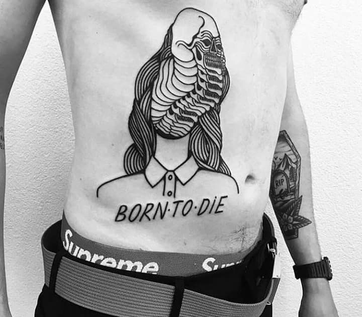 30 Born to Die Tattoo Ideas : Aesthetic Lettering, Stomach and Collarbone Placement