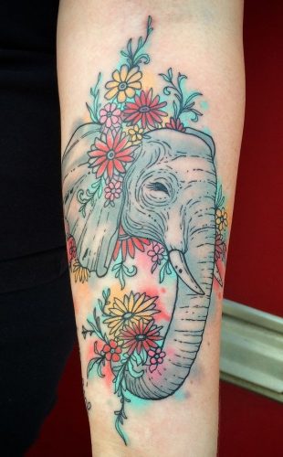 19 Elephant Tattoo Ideas with Flowers
