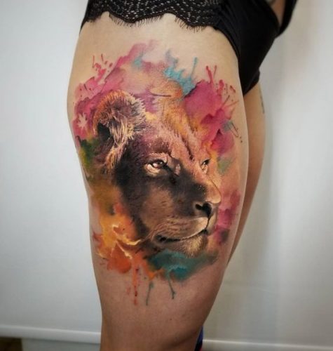 Thigh Lion Tattoo: 23 Majestic and Alluring Designs