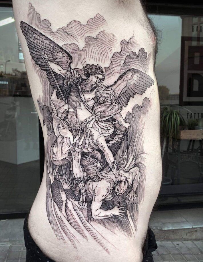 28 Archangel Michael Tattoo Designs for Men and Women   Realism, Sleeve, and Geometric Ideas