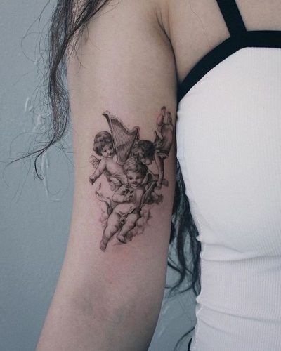Explore 20 Stunning Angel Tattoo Designs for : From Seraphims to Cherubic Delights