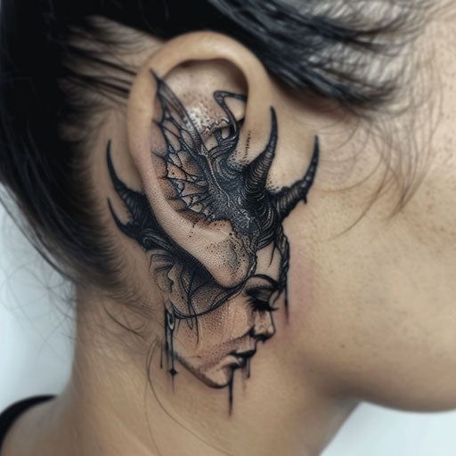 28 Ear Tattoo Ideas for Women and Men with Piercings Inner, Behind, Side, Fine Line, Flowers, Mandala, Moon, Rose, Cross, Stars, Spider Web